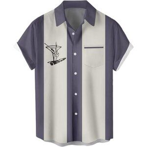 Mens Bowling Shirts, 1950s Hawaiian Vintage Button Down Short Sleeve Shirts